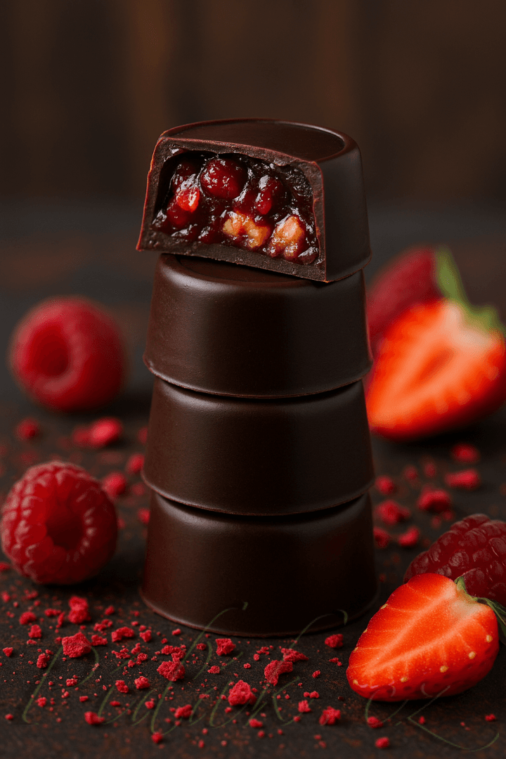 1. obrázek Čokoládové pralinky s ovocnou náplní a ořechy 