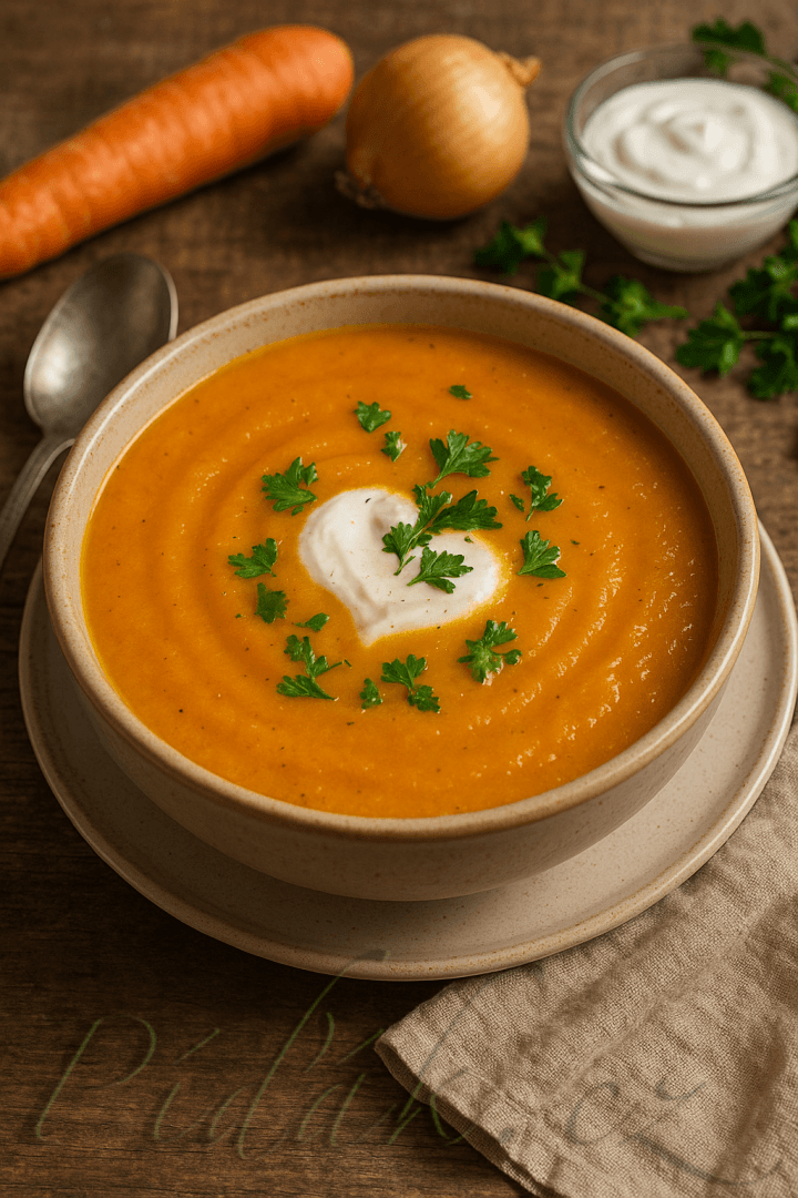 1. obrázek Mrkvová polévka se zakysanou smetanou 