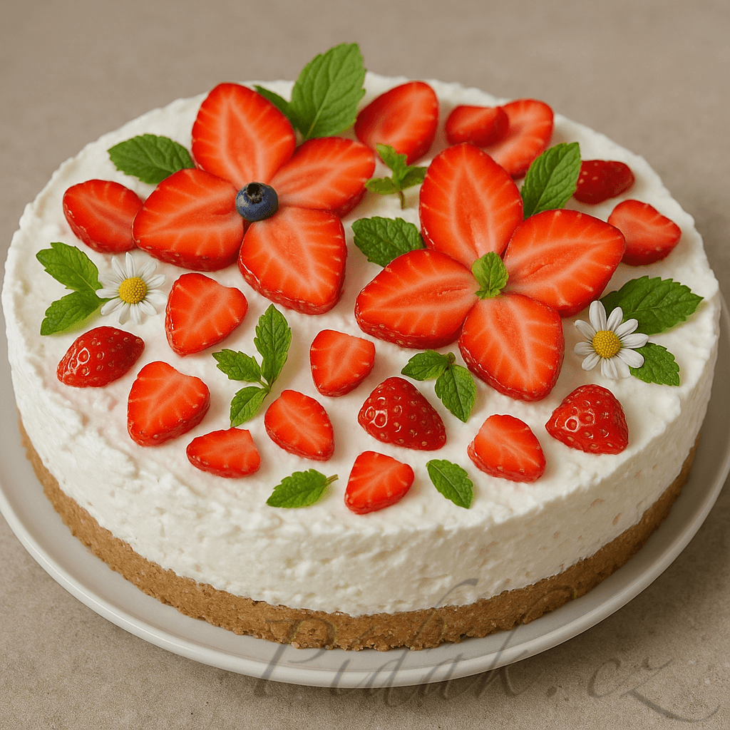 1. obrázek Nepečený dort s jahodami 