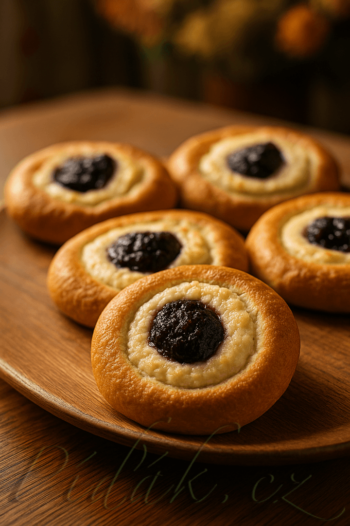 1. obrázek  Vláčný kefírový koláč s tvarohem a povidly