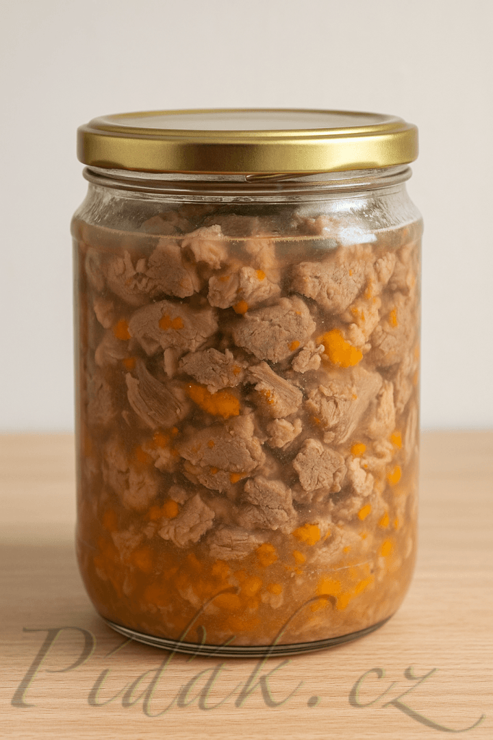 1. obrázek  Zavařené maso pro psa  -  domácí konzerva