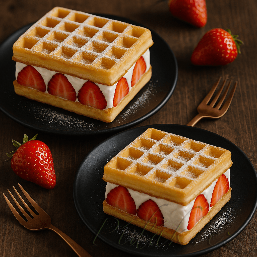 1. obrázek Waflový dezert s jahodami a tvarohem