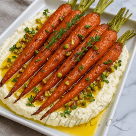 Obrázek 🥕 Pečená mrkev se šlehanou ricottou a horkým medem