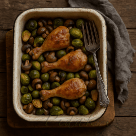 🍗 Pečené kuřecí maso s růžičkovou kapustou a žampiony