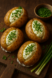 Obrázek Pečené brambory plněné smetanovým sýrem 