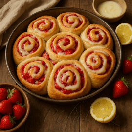 Obrázek 🍓 Jahodové rolky s citronovou polevou