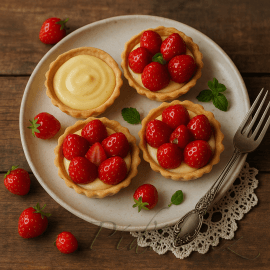 Obrázek  Jahodové košíčky s vanilkovým krémem 