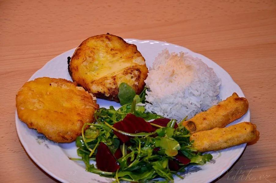 1. obrázek Sýrové kapsy s tofu -rukola salát s řepou - basmati rýží podle Pedra 