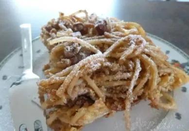 Obrázek Zapekané špagety s orechmi a pudingovou zálievkou