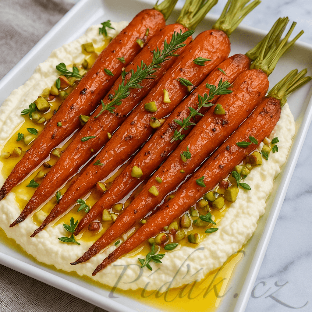 1. obrázek 🥕 Pečená mrkev se šlehanou ricottou a horkým medem 1. obrázek 🥕 Pečená mrkev se šlehanou ricottou a horkým medem