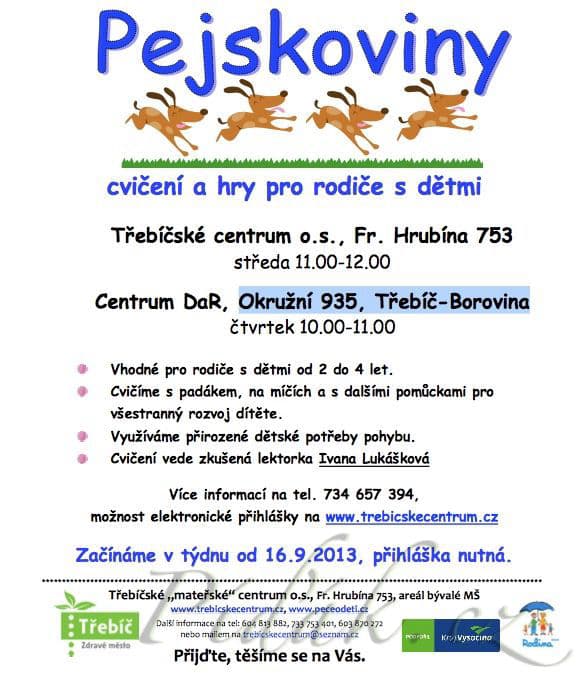 1. obrázek Pejskoviny - cvičení pro rodiče s dětmi - Třebíč 1. obrázek Pejskoviny - cvičení pro rodiče s dětmi - Třebíč