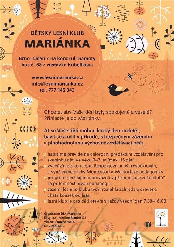 1. obrázek Lesní školka Mariánka - Brno Líšeň 1. obrázek Lesní školka Mariánka - Brno Líšeň