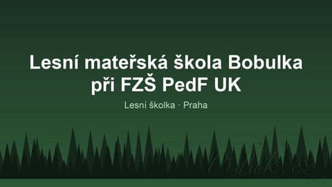 Obrázek Lesní mateřská škola Bobulka při FZŠ PedF UK